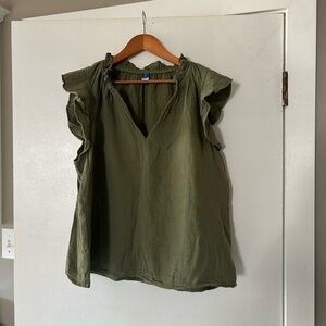 Old Navy Green Ruffled Cap Sleeve Blouse